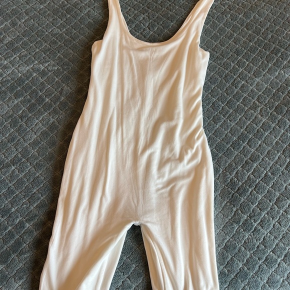 The Cindy Bumpsuit in Ivory | Soft Stretchy Maternity Bike Short Romper - Picture 4 of 5